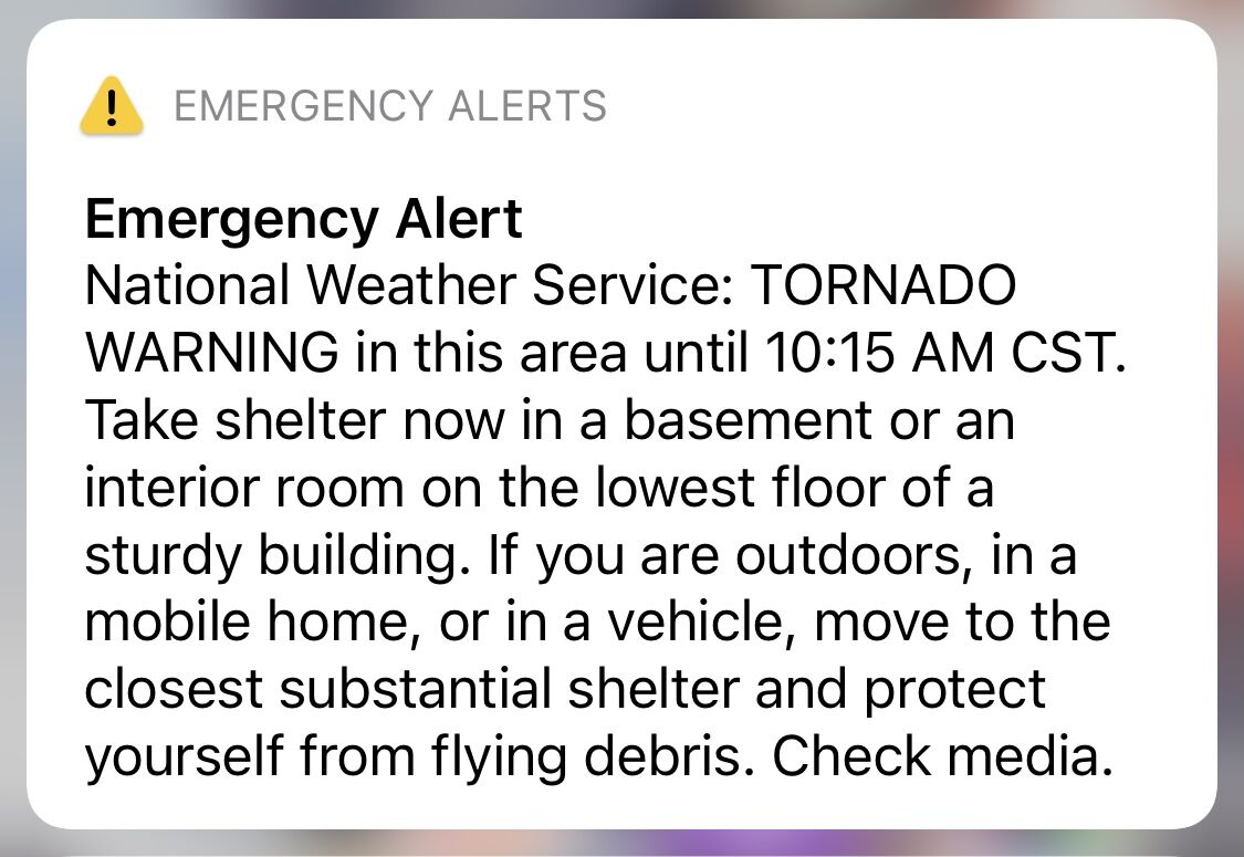 Alert sent Tuesday 10 a.m.
